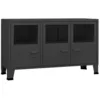 Image de Vidaxl Buffet Industriel Noir 105x35x62 Cm MÃ©tal Et Verre