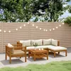 Image de Vidaxl Salon De Jardin 6 Pcs Avec Coussin CrÃ¨me Bois D'acacia Solide