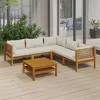 Image de vidaXL Salon de jardin 6 pcs avec coussin crème Bois d'acacia solide3086937