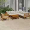 Image de vidaXL Salon de jardin 7 pcs avec coussin crème Bois d'acacia solide3086938