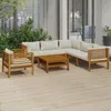 Image de Vidaxl Salon De Jardin 7 Pcs Avec Coussin CrÃ¨me Bois D'acacia Solide