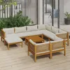 Image de Vidaxl Salon De Jardin 10 Pcs Avec Coussin CrÃ¨me Bois D'acacia Solide