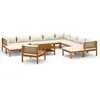 Image de vidaXL Salon de jardin 12 pcs avec coussin crème Bois d'acacia solide3086943