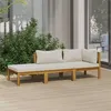 Image de vidaXL Salon de jardin 3 pcs avec coussin crème Bois d'acacia solide3086953
