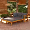Image de vidaXL Chaises longues avec coussins gris foncé lot de 2 Acacia solide
