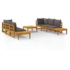Image de Vidaxl Salon De Jardin 5 Pcs Avec Coussins Gris FoncÃ© Bois D'acacia