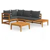 Image de Vidaxl Salon De Jardin 4 Pcs Avec Coussins Gris FoncÃ© Bois D'acacia