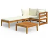 Image de Vidaxl Salon De Jardin 3 Pcs Avec Coussins Blanc CrÃ¨me Bois D'acacia