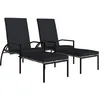 Image de vidaXL Vidaxl Chaises Longues Avec Repose-Pied 2 Pcs Résine Tressée Gris