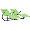 Image de vidaXL Vidaxl Chaises Longues À Bascule 2 Pcs Vert Acier Et Textilène