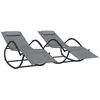 Image de vidaXL Vidaxl Chaises Longues À Bascule 2 Pcs Gris Acier Et Textilène