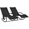 Image de vidaXL Vidaxl Chaises Longues À Bascule 2 Pcs Noir Acier Et Textilène