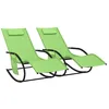 Image de vidaXL Vidaxl Chaises Longues À Bascule 2 Pcs Vert Acier Et Textilène