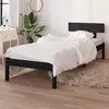Image de vidaXL Cadre de lit Noir Bois de pin massif 90x190 cm Simple