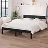 Image de vidaXL Cadre de lit Noir Bois de pin massif 135x190 cm Double