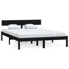 Image de vidaXL Cadre de lit Noir Bois de pin massif 135x190 cm UK double