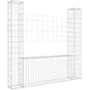 Image de vidaXL Vidaxl Panier De Gabion En Forme De U Avec 2 Poteaux Fer 140x20x150 Cm
