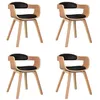 Image de vidaXL Chaises à manger lot de 4 noir bois courbé et similicuir