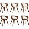 Image de vidaXL Vidaxl Chaises De Salle ¿¿ Manger 6 Pcs Cr¿¿Me Similicuir Et Bois Courb¿¿