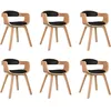 Image de vidaXL Vidaxl Chaises De Salle ¿¿ Manger 6 Pcs Noir Bois Courb¿¿ Et Similicuir