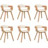 Image de vidaXL Vidaxl Chaises De Salle ¿¿ Manger 6 Pcs Cr¿¿Me Similicuir Et Bois Courb¿¿