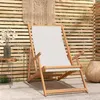 Image de vidaXL Chaise de plage pliable Bois de teck solide Crème317696