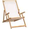 Image de Vidaxl Chaise De Plage Pliable Bois De Teck Solide CrÃ¨me