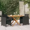 Image de vidaXL Ensemble à manger de jardin avec coussins 3 pcs noir