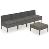 Image de Vidaxl Salon De Jardin 5 Pcs Avec Coussins RÃ©sine TressÃ©e Gris