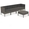 Image de Vidaxl Salon De Jardin 5 Pcs Avec Coussins RÃ©sine TressÃ©e Gris