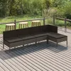 Image de vidaXL Salon de jardin 5 pcs avec coussins résine tressée gris3094370