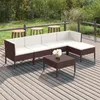 Image de vidaXL Salon de jardin 6 pcs avec coussins Résine tressée Marron3094383