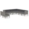 Image de Vidaxl Salon De Jardin 9 Pcs Avec Coussins RÃ©sine TressÃ©e Gris