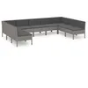 Image de Vidaxl Salon De Jardin 9 Pcs Avec Coussins RÃ©sine TressÃ©e Gris