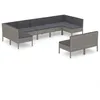 Image de Vidaxl Salon De Jardin 9 Pcs Avec Coussins RÃ©sine TressÃ©e Gris