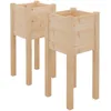 Image de Vidaxl JardiniÃ¨res D'extÃ©rieur 2 Pcs 31x31x70 Cm Bois De Pin Massif
