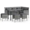 Image de Vidaxl Ensemble De CanapÃ©s En L 5pcs Avec Coussins RÃ©sine TressÃ©e Gris
