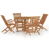Image de Vidaxl Ensemble Ã DÃ®ner D'extÃ©rieur Pliable 5 Pcs Bois Solide De Teck