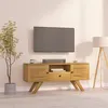 Image de vidaXL Meuble TV 110x30x35 cm Bois de teck solide