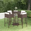 Image de vidaXL Ensemble bar de jardin 5 pcs et coussins Résine tressée Marron3094774