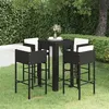 Image de vidaXL Ensemble de bar de jardin 5 pcs et coussins Résine tressée Noir3094781