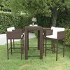 Image de vidaXL Ensemble bar de jardin 5 pcs et coussins Résine tressée Marron3094783