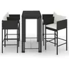 Image de vidaXL Vidaxl Ensemble De Bar De Jardin 5 Pcs Et Coussins Résine Tressée Noir