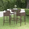 Image de vidaXL Ensemble bar de jardin 5 pcs et coussins Résine tressée Marron