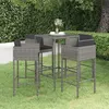 Image de vidaXL Ensemble de bar de jardin 5 pcs et coussins Résine tressée Gris