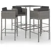 Image de Vidaxl Ensemble De Bar De Jardin 5 Pcs Et Coussins RÃ©sine TressÃ©e Gris