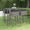 Image de vidaXL Ensemble de bar de jardin 5 pcs et coussins Résine tressée Gris
