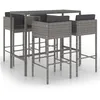 Image de Vidaxl Ensemble De Bar De Jardin 5 Pcs Et Coussins RÃ©sine TressÃ©e Gris