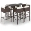 Image de vidaXL Vidaxl Meubles De Bar De Jardin 7pcs Et Coussins Résine Tressée Marron