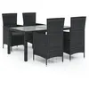 Image de Vidaxl Salon D'extÃ©rieur 5 Pcs Avec Coussins RÃ©sine TressÃ©e Noir